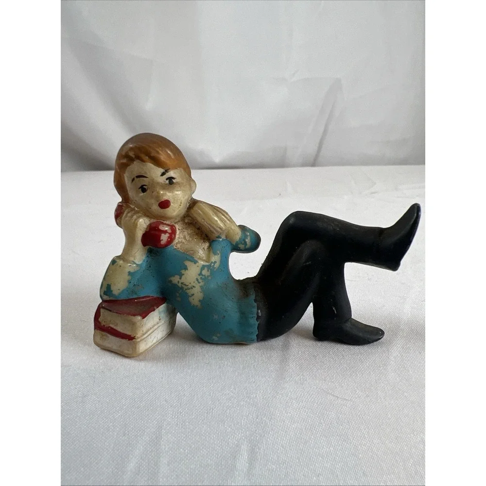 Vintage Wilton Cake Toppers 1950s Boy Talking On Phone Plastic Set 2